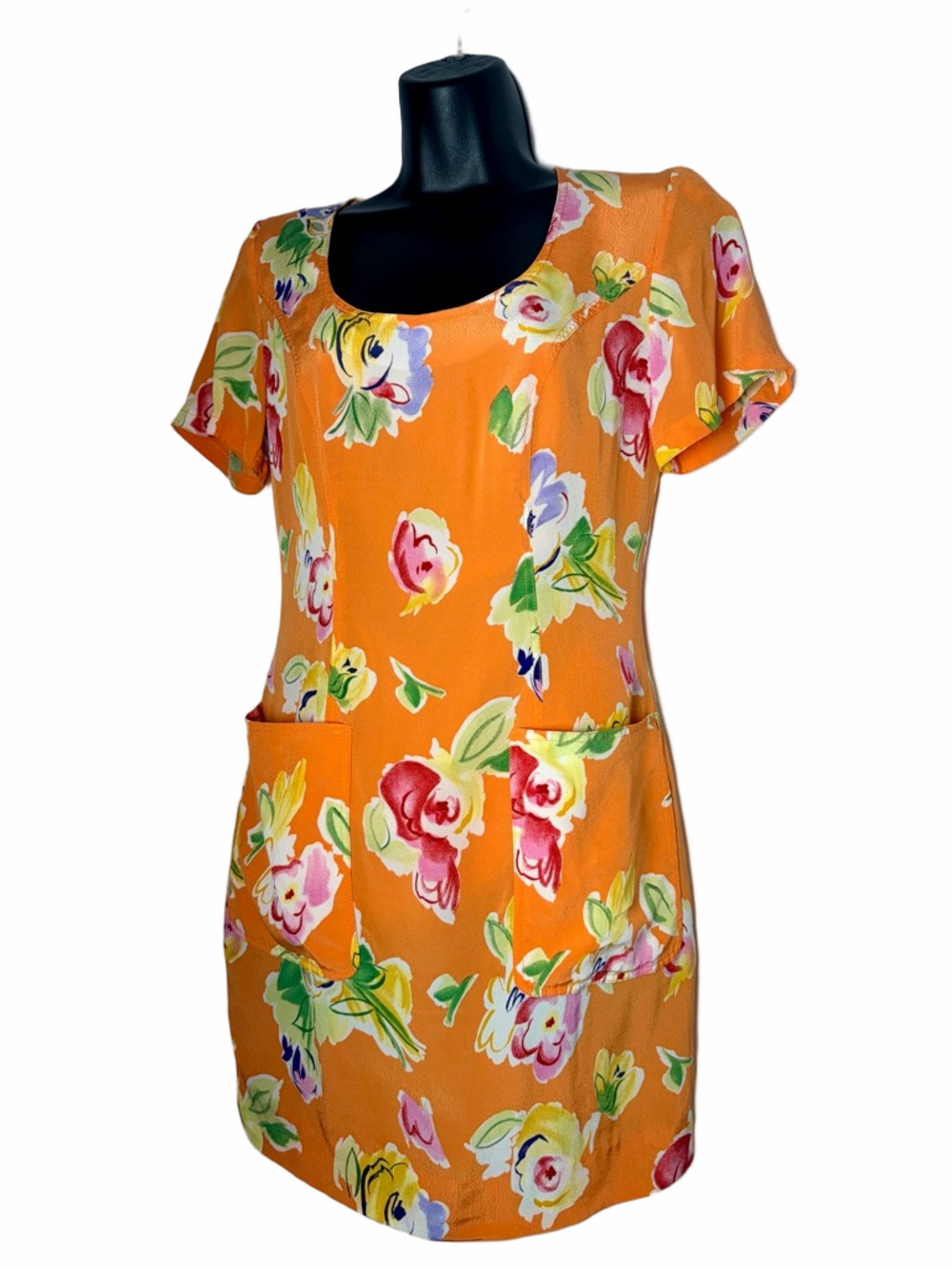 Vintage Beautiful Thérèse Baumaire PARIS Orange Floral Dress - Picture 3 of 8